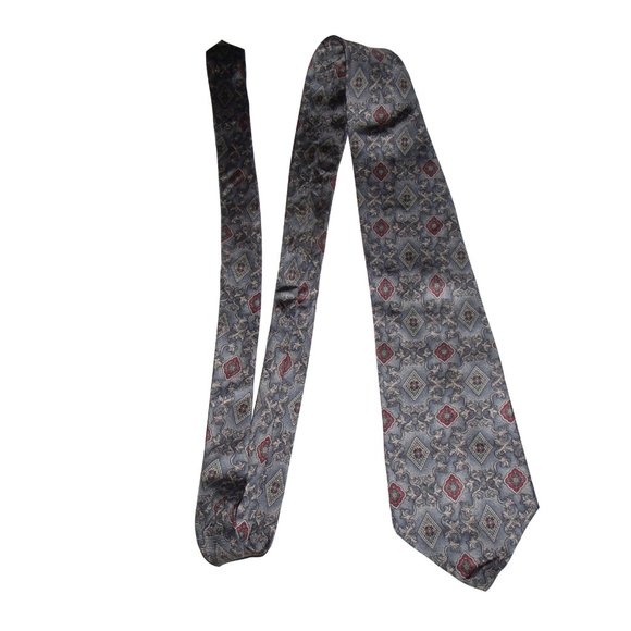 ZYLOS George Machado Mens Baroque Geometric Batik Abstract 100% Italian Silk Tie - Picture 2 of 5